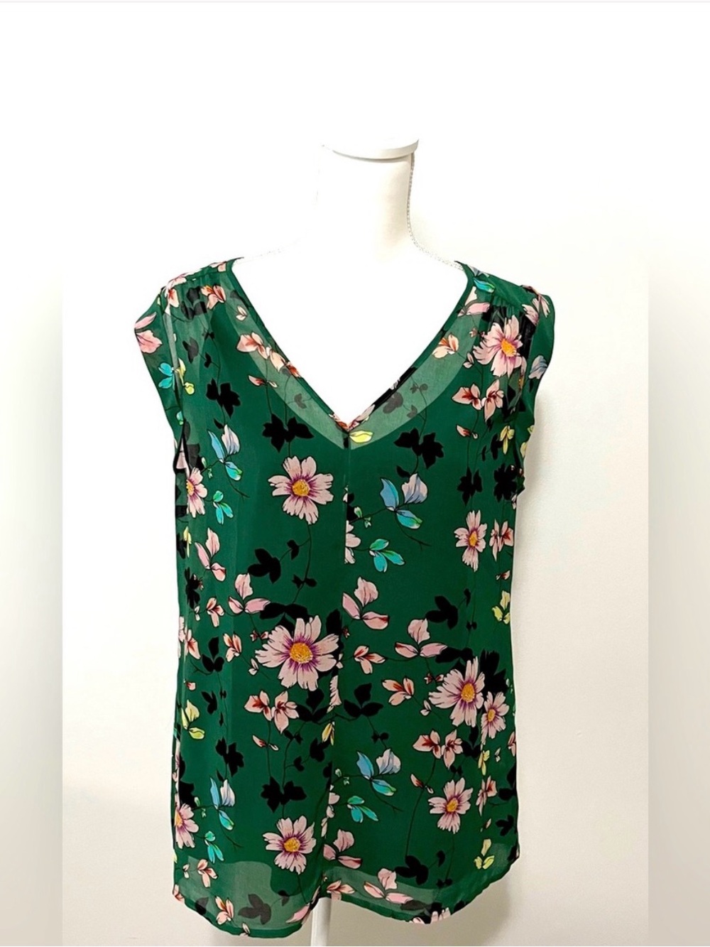 Cabi Shadow Blouse Green Floral Style 3619